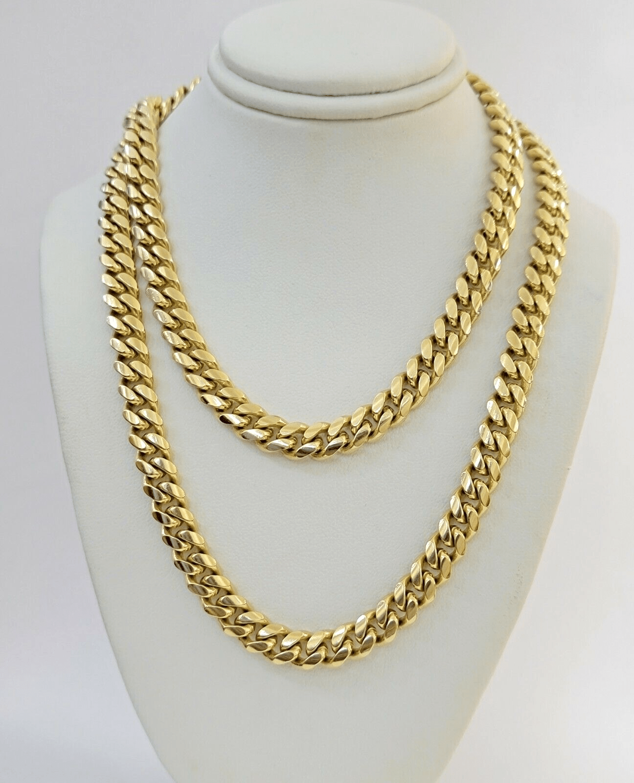 Real 14k Yellow Gold Chain 20 Inch Miami Cuban Link Necklace 7mm SOLID 14kt Mens - GoldenlinQ